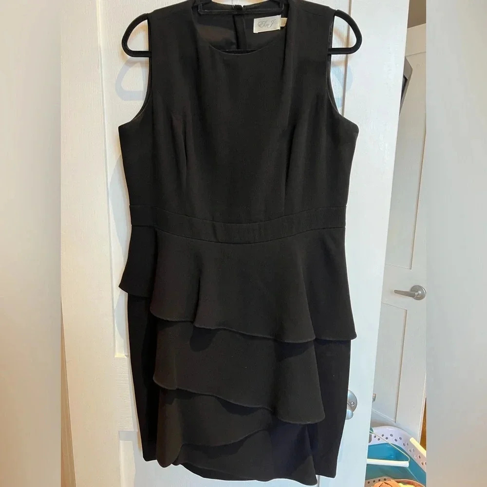 ELIZA J Ella Sleeveless Ruffled Tiered Crepe Office Cocktail Party Dress Size 16